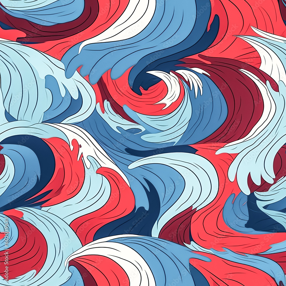 Poster a colorful blue and red wave was created - generative ai.