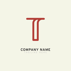 Letter T logotype Monoline style, simple and elegant T logo, Retro theme - Vector