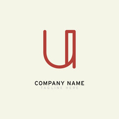 Letter U logotype Monoline style, simple and elegant U logo, Retro theme - Vector