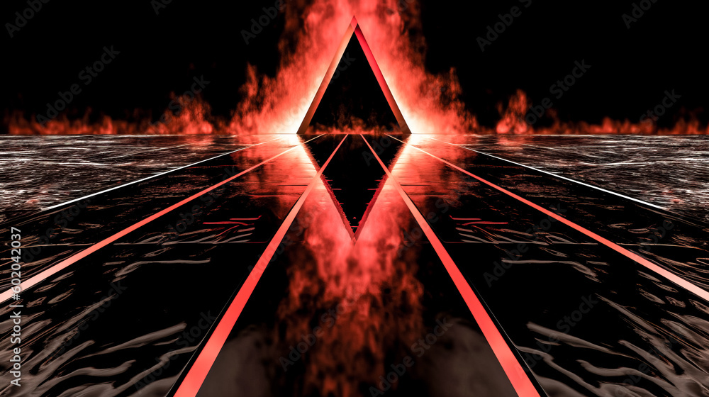 Aufkleber an abstract black background with a wet long road was generated - generative ai.