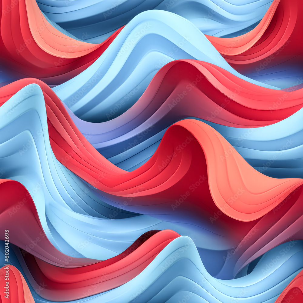 Aufkleber a 3d wave with a combination of blue and red colors was created - generative ai.
