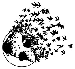 Fototapeta na wymiar Earth extinction concept icon illustration, black on white background