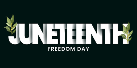 Hand drawn lettering and modern calligraphy of Juneteenth Freedom Day Background Design. 