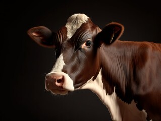 Cow, isolated black background