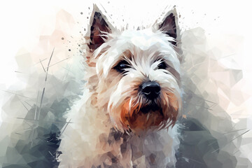 Mega low poly West Highland Terrier. - obrazy, fototapety, plakaty