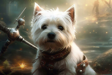 West Highland Terrier in Fantasy art.