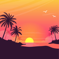 Fototapeta na wymiar Gradient beach sunset landscape