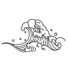 Fototapeta premium Sea wave hand-drawn 