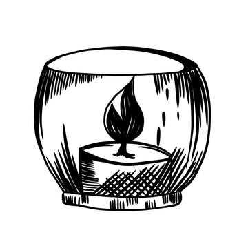 recommend clip art: Burning candle line art