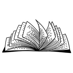 Open book line art