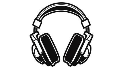 Vector headphones icon. Black symbol silhouette isolated on modern gradient background