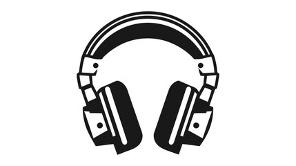 Vector headphones icon. Black symbol silhouette isolated on modern gradient background