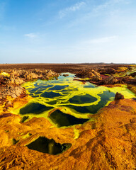 Dallol, a terrestrial hydrothermal system at a cinder cone volcano in the Danakil Depression, northeast of the Erta Ale Range in Ethiopia. An improved edit. © Janos