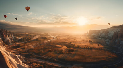 Fototapeta na wymiar Hot Air Balloon At Sunset