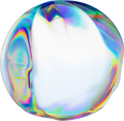 Abstract 3d glass sphere shape with dispersion, colorful 3d holographic rendering, geometric art poster