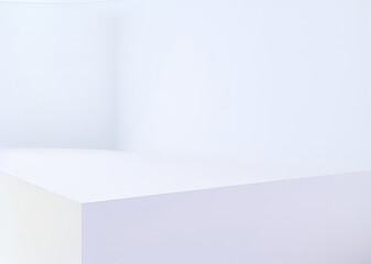 Empty white room 3d product stage background.