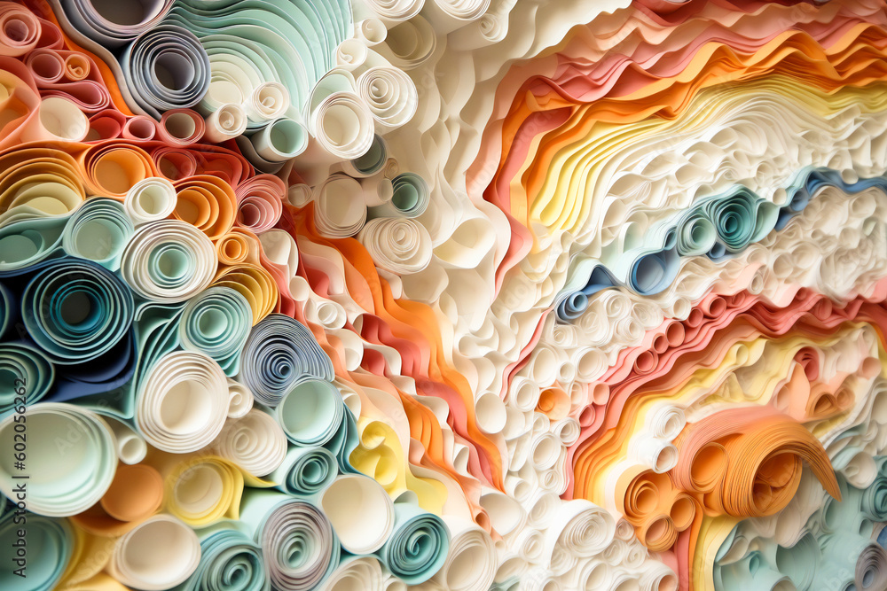 Poster layered paper abstract composition. created with generative ai technology.