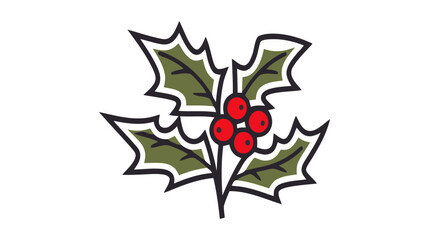 Celebration decorations flat line icon. Mistletoe symbol. Outline sign for mobile concept and web design, store