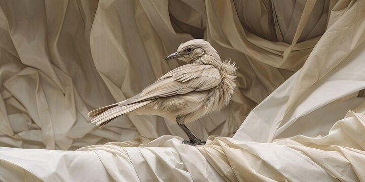 AI Generated. Photo realistic illustration of bird on papper background. AI Generative. Graphic Art