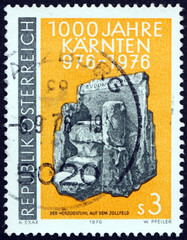 Postage stamp Austria 1976 Carinthian dukes' coronation chair on the Zollfeld, millenium of Carinthia