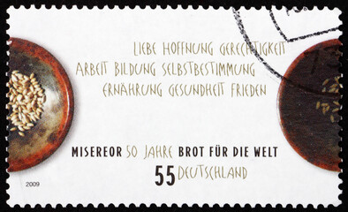 Postage stamp Germany 2009 bread for the world, is an aid agency of the Protestant regional and free churches in Germany