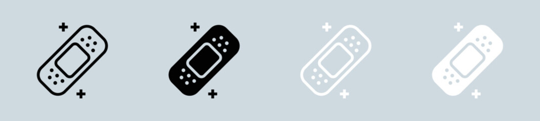 Bandage icon set in black and white. Medicine signs vector illustration.
