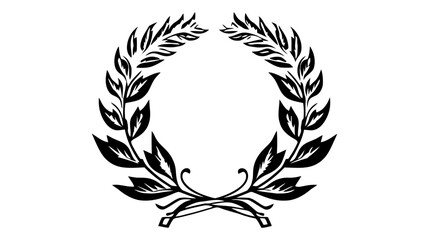 Laurel Wreath floral heraldic element, Vector icon, logo on white background