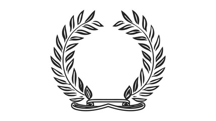 Laurel Wreath floral heraldic element, Vector icon, logo on white background