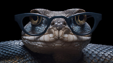 Fototapeta premium The Spectacular Serpent: A Snake Redefined with Glasses. Generative AI