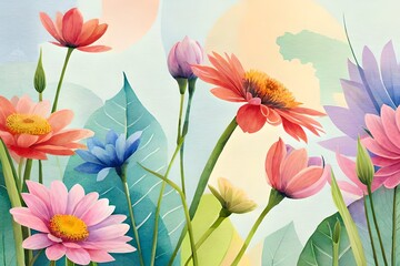 spring background Watercolor Flowers: Vibrant and Beautiful Floral Background