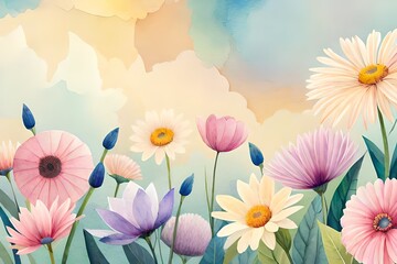Watercolor Flowers: Vibrant and Beautiful Floral Background 