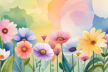 spring flowers background Watercolor Flowers: Vibrant and Beautiful Floral Background