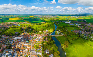 Aerial view of Wallingford, a historic market town and civil parish located between Oxford and...