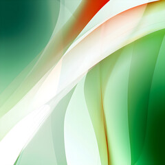 Аbstract background with flowing green and red lines and waves. Generative AI
