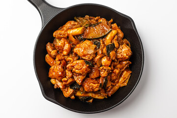 Korean Dakgalbi on white background