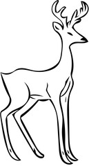 Deer vector illustration | Silhouette of a deer | Line artwork of deer on white canvas