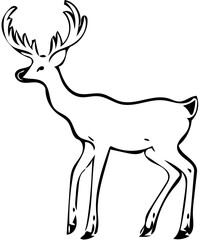A vector illustration of a deer with big horns | Deer walking vector illustration, Silhouette, Mascot,  tattoo