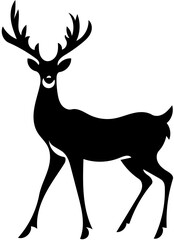 Vector illustration of a black deer | Digital art of a deer | Stag Silhouette svg black and white