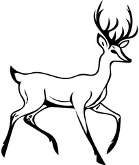 A graceful deer vector illustration | Silhouette of a beautiful deer | black and white