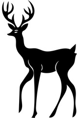 deer silhouette vector | vector illustration of a deer | black deer on an isolated white background 