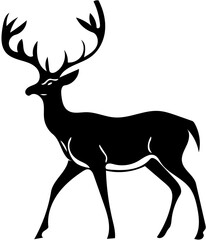deer silhouette vector | deer vector illustration | black and white design of a deer 