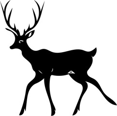 deer silhouette vector | black deer vector on an isolated background | Digital art illustration