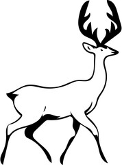 A beautiful deer walking vector illustration | Big horns deer  Silhouette, Mascot, logo, tattoo