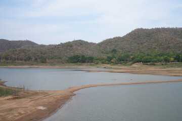 mountain and lake view in Kaeng Krachan National Park Phetchaburi Province, Thailand, taken on 3 May 2023.