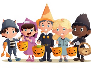 Clipart of Children Trick or Treating