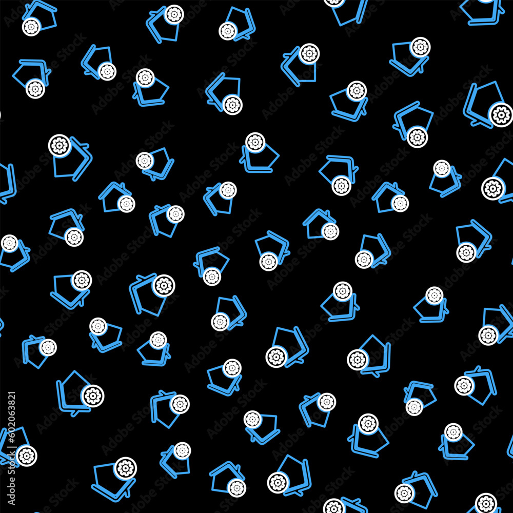 Aufkleber line smart home settings icon isolated seamless pattern on black background. remote control. vector