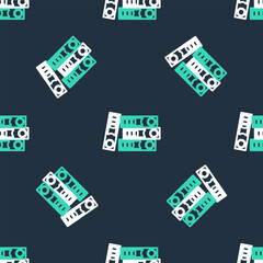 Line Office folders with papers and documents icon isolated seamless pattern on black background. Office binders. Archives folder sign. Vector