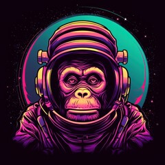 Astronaut Ape in vivid colors