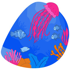 Sea Creature Vector Illustration. World Ocean Day Illustration.