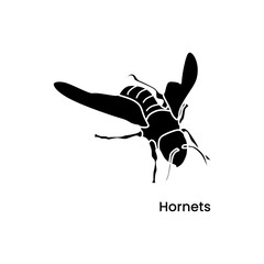 Hornets black fill icon. Dangerous insect with deadly venom. Vector illustration in trendy style. Editable graphic resources for many purposes.